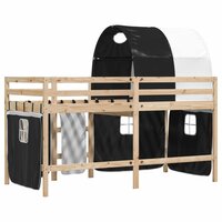 Kinderhoogslaper met tunnel 90x200 cm grenenhout wit en zwart 6