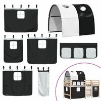 Kinderhoogslaper met tunnel 90x200 cm grenenhout wit en zwart 7