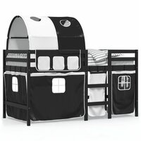 Kinderhoogslaper met tunnel 90x190 cm grenenhout wit en zwart 2
