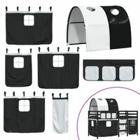 Kinderhoogslaper met tunnel 90x190 cm grenenhout wit en zwart 7