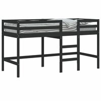 Kinderhoogslaper met ladder 90x190 cm massief grenenhout zwart 3