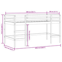 Kinderhoogslaper met ladder 80x200 cm massief grenenhout wit 11