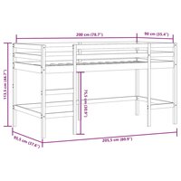Kinderhoogslaper met ladder 90x200 cm massief grenenhout zwart 11