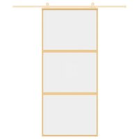 Schuifdeur 90x205 cm helder ESG-glas en aluminium goudkleurig 3