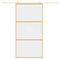 Schuifdeur 102,5x205 cm helder ESG-glas en aluminium goudkleur 3