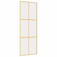 Schuifdeur 76x205 cm helder ESG-glas en aluminium goudkleurig 2