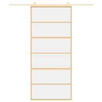 Schuifdeur 90x205 cm helder ESG-glas en aluminium goudkleurig 3