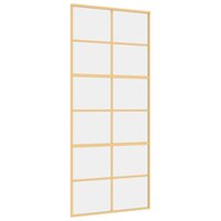 Schuifdeur 90x205 cm helder ESG-glas en aluminium goudkleurig 2