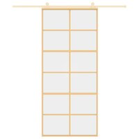 Schuifdeur 90x205 cm helder ESG-glas en aluminium goudkleurig 3