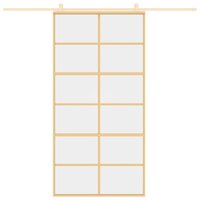 Schuifdeur 102,5x205 cm helder ESG-glas en aluminium goudkleur 3