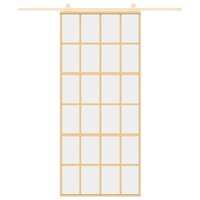 Schuifdeur 90x205 cm helder ESG-glas en aluminium goudkleurig 3