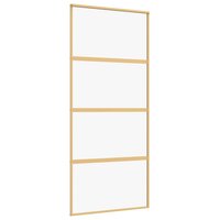 Schuifdeur 90x205 cm helder ESG-glas en aluminium goudkleurig 2
