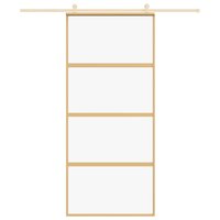Schuifdeur 90x205 cm helder ESG-glas en aluminium goudkleurig 3