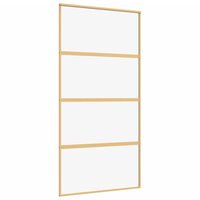Schuifdeur 102,5x205 cm helder ESG-glas en aluminium goudkleur 2