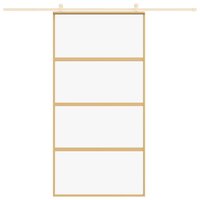 Schuifdeur 102,5x205 cm helder ESG-glas en aluminium goudkleur 3