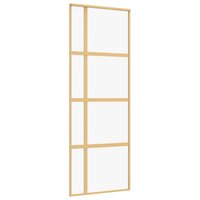 Schuifdeur 76x205 cm helder ESG-glas en aluminium goudkleurig 2