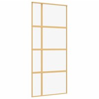 Schuifdeur 90x205 cm helder ESG-glas en aluminium goudkleurig 2