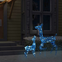 Kerstversiering rendierfamilie 160 LED&amp;apos;s blauw acryl 3
