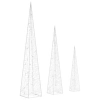 Lichtkegelset decoratief LED 30/45/60 cm acryl koudwit 5