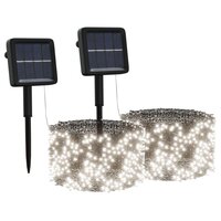Lichtsnoeren 2 st met 2x200 LED&amp;apos;s solar binnen/buiten koudwit 2