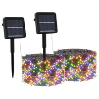 Lichtsnoeren 2 st 2x200 LED&amp;apos;s solar binnen/buiten meerkleurig 2