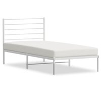 Bedframe met hoofdbord metaal wit 75 x 190 cm 2