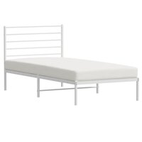 Bedframe met hoofdbord metaal wit 75 x 190 cm 4