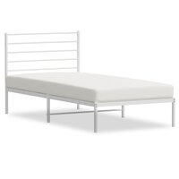 Bedframe met hoofdbord metaal wit 80x200 cm 2