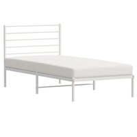 Bedframe met hoofdbord metaal wit 80x200 cm 4