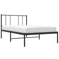 Bedframe met hoofdbord metaal zwart 75x190 cm 3
