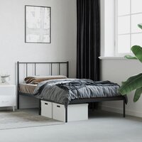 Bedframe met hoofdbord metaal zwart 75x190 cm 4