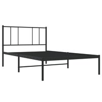 Bedframe met hoofdbord metaal zwart 75x190 cm 5