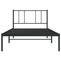Bedframe met hoofdbord metaal zwart 75x190 cm 6