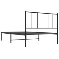 Bedframe met hoofdbord metaal zwart 75x190 cm 8