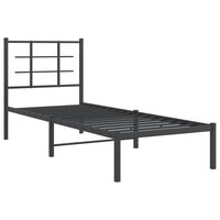 Bedframe met hoofdbord metaal zwart 80x200 cm 2