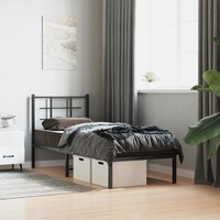Bedframe met hoofdbord metaal zwart 80x200 cm 3