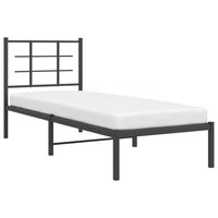 Bedframe met hoofdbord metaal zwart 80x200 cm 4