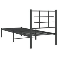 Bedframe met hoofdbord metaal zwart 80x200 cm 7
