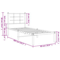 Bedframe met hoofdbord metaal zwart 80x200 cm 10