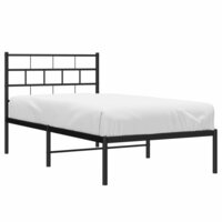 Bedframe met hoofdbord metaal zwart 75x190 cm 3