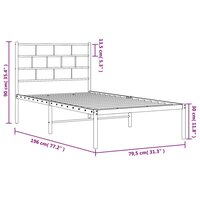 Bedframe met hoofdbord metaal zwart 75x190 cm 9