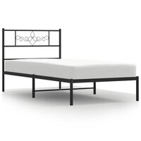 Bedframe met hoofdbord metaal zwart 75x190 cm 2