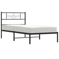 Bedframe met hoofdbord metaal zwart 75x190 cm 3