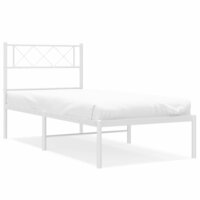 Bedframe met hoofdbord metaal wit 75 x 190 cm 2