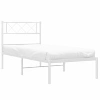 Bedframe met hoofdbord metaal wit 75 x 190 cm 3