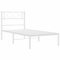 Bedframe met hoofdbord metaal wit 75 x 190 cm 4