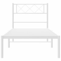 Bedframe met hoofdbord metaal wit 75 x 190 cm 5
