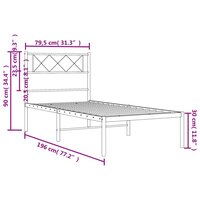 Bedframe met hoofdbord metaal wit 75 x 190 cm 9