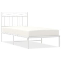 Bedframe met hoofdbord metaal wit 90x190 cm 2