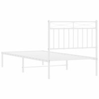 Bedframe met hoofdbord metaal wit 90x190 cm 7